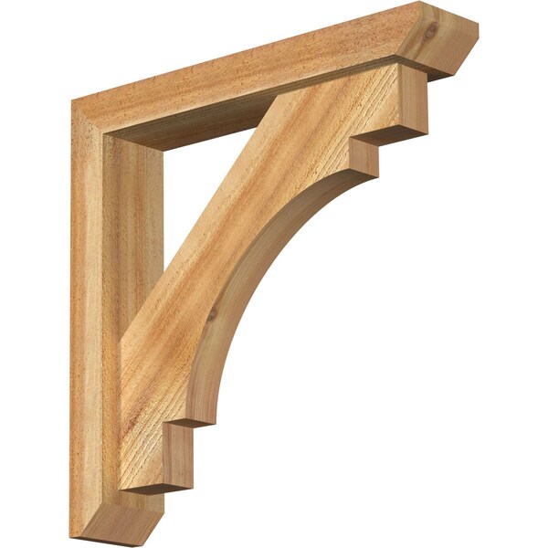 Ekena Millwork Merced Slat Rough Sawn Bracket w/ Offset Brace, Western Red Cedar, 4"W x 20"D x 20"H BKT0402X20X20MRC06RWR - main